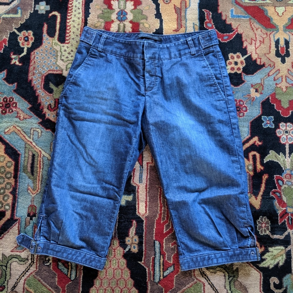 Denim cropped pants; Express Editor w/ stretch